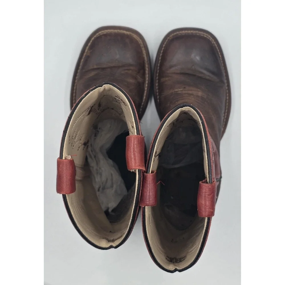 Cody James Boys Broad Square Toe Cowboy Boots Brown Leather Youth Size 2 D